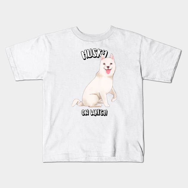 Husky On Watch Kids T-Shirt by Jitesh Kundra